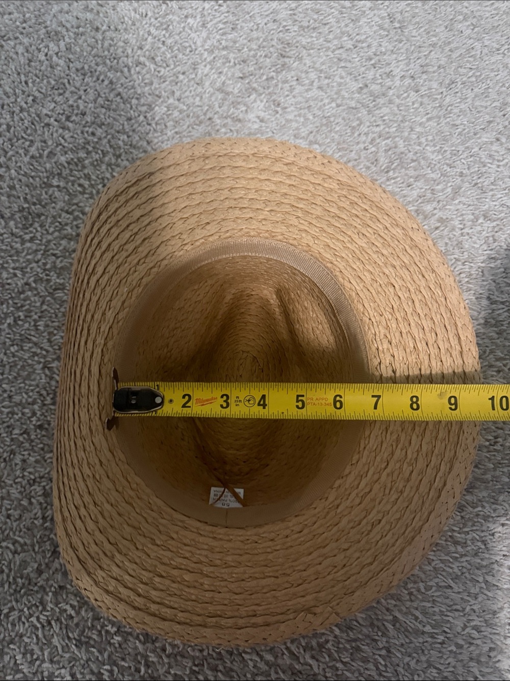 Straw Wide-Brim Beach Hat with Pearl Trim - Picture 11 of 14